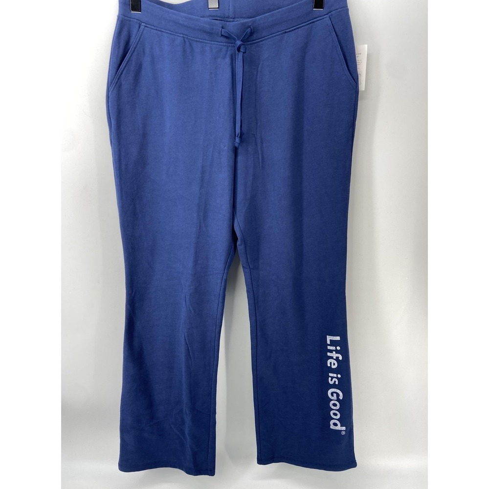Life Is Good Sweatpants Womens XL Fleece Lounge Blue Logo Relaxed Cozy Soft NWT - Picture 1 of 11